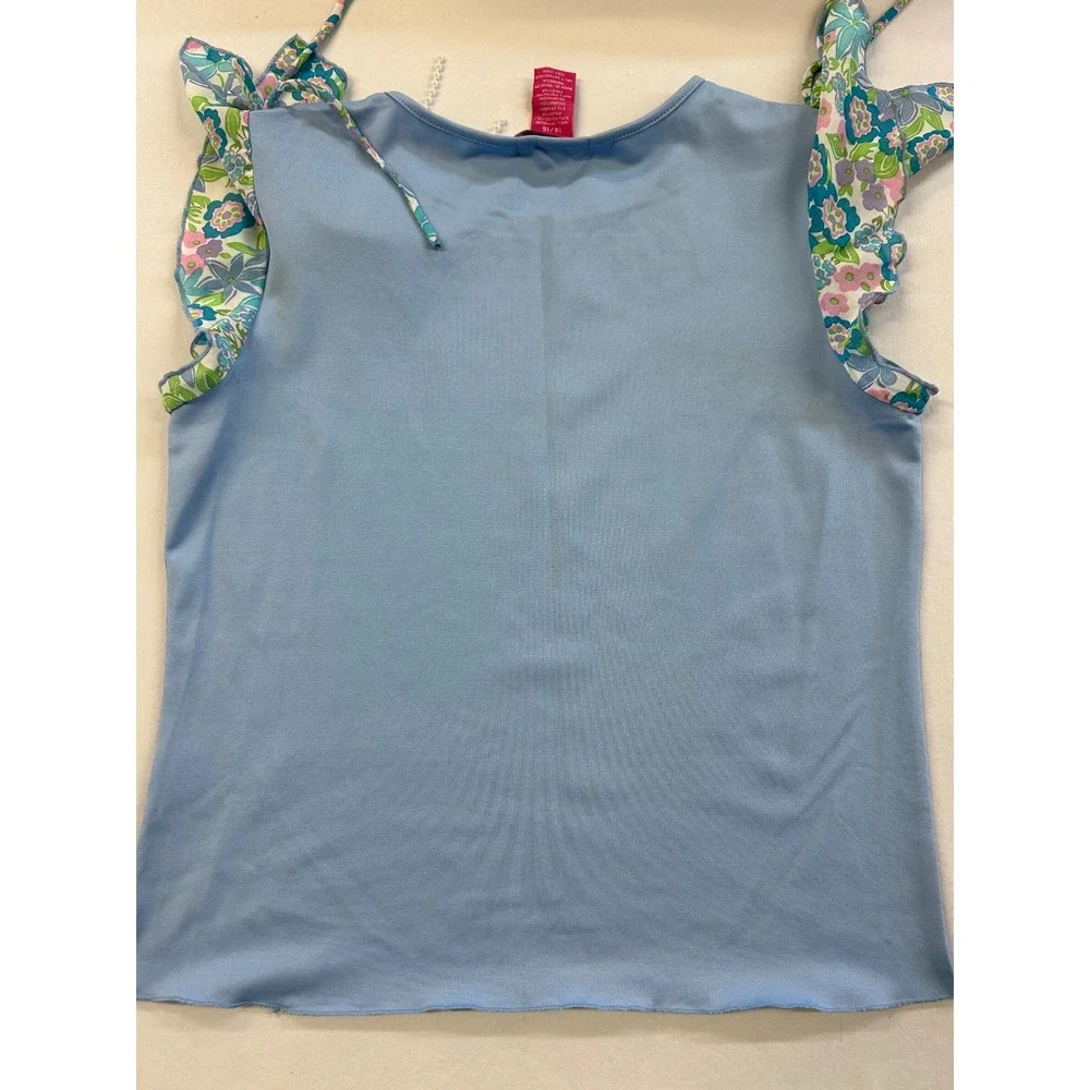 Y2K Thalia Sodi Girls Blue Floral 2-Piece Skirt Set Top 14/16 Skirt 10/12